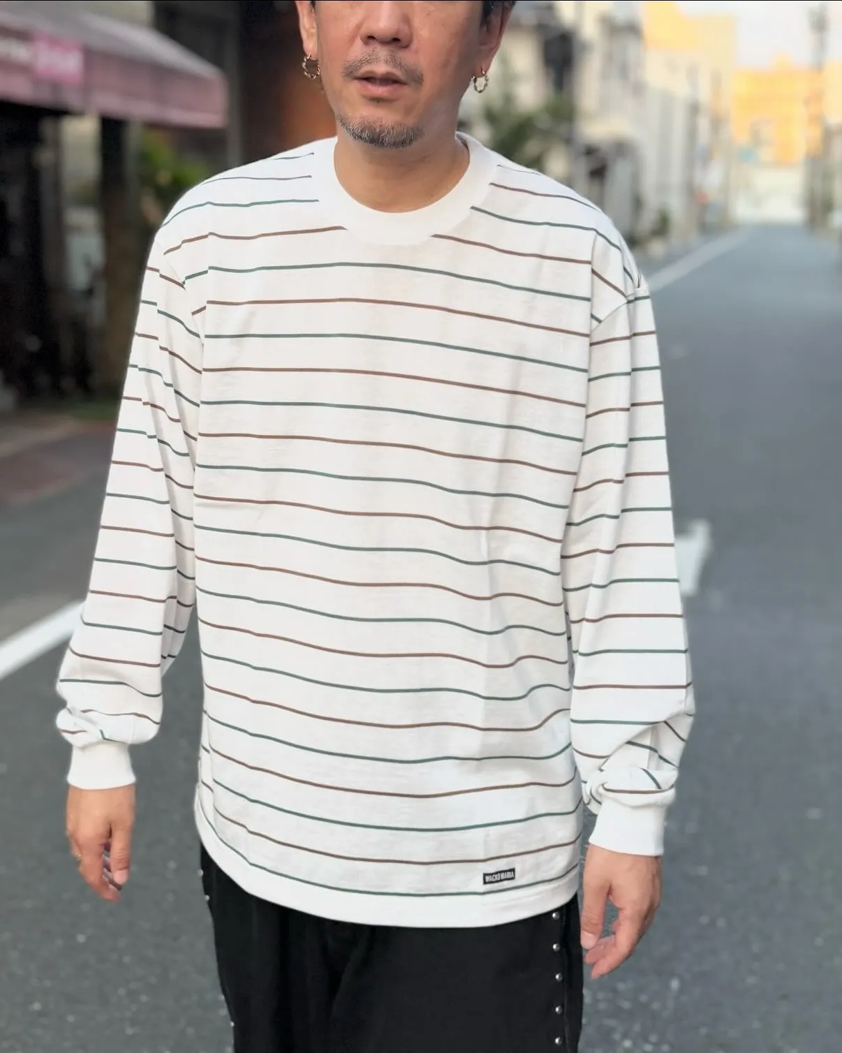 WACKO MARIAのボーダーロンTeeを使ったコーディネ...