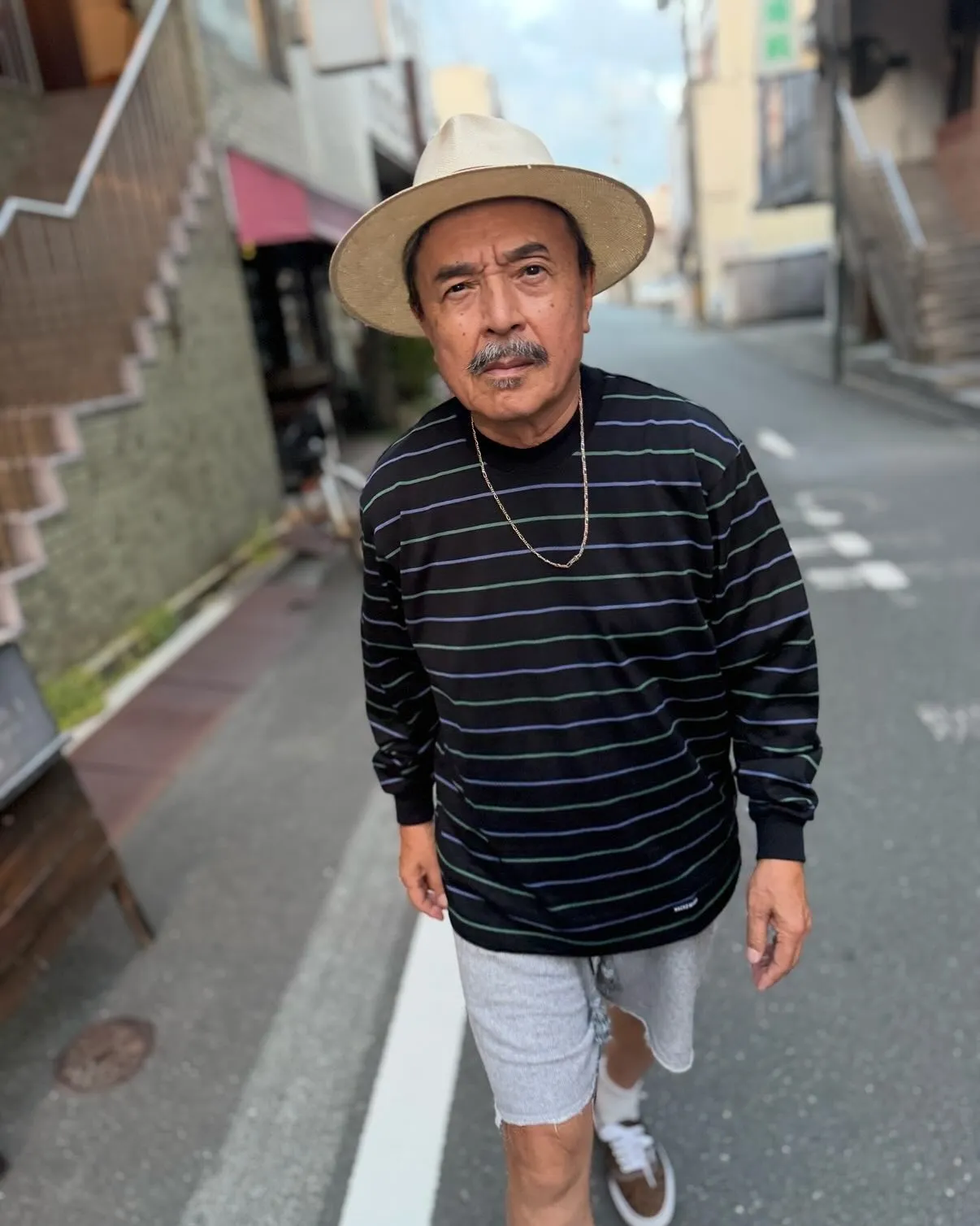 WACKO MARIAのボーダーロンTeeを使ったコーディネ...