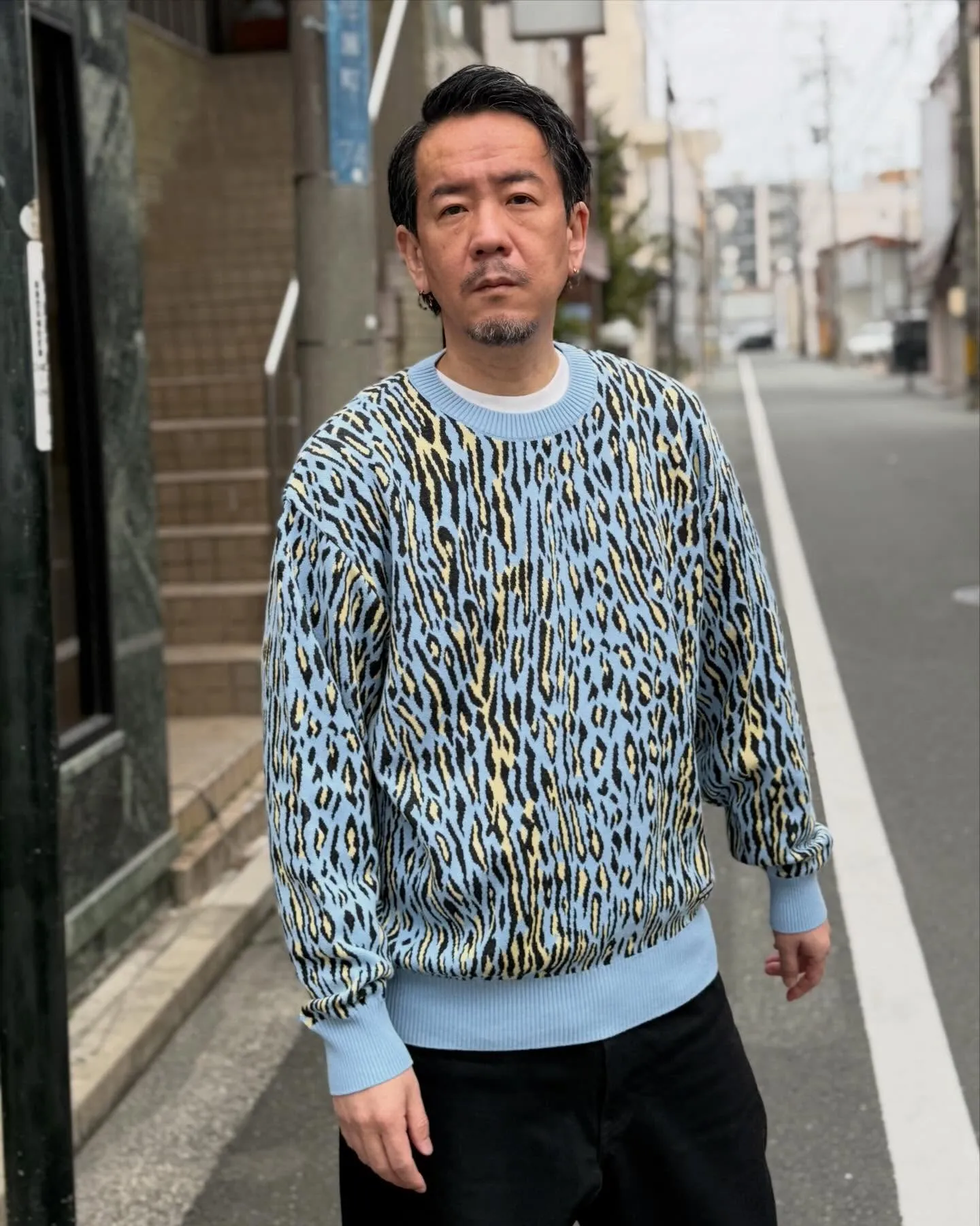 WACKO MARIAのレオパード柄のコットンニット。