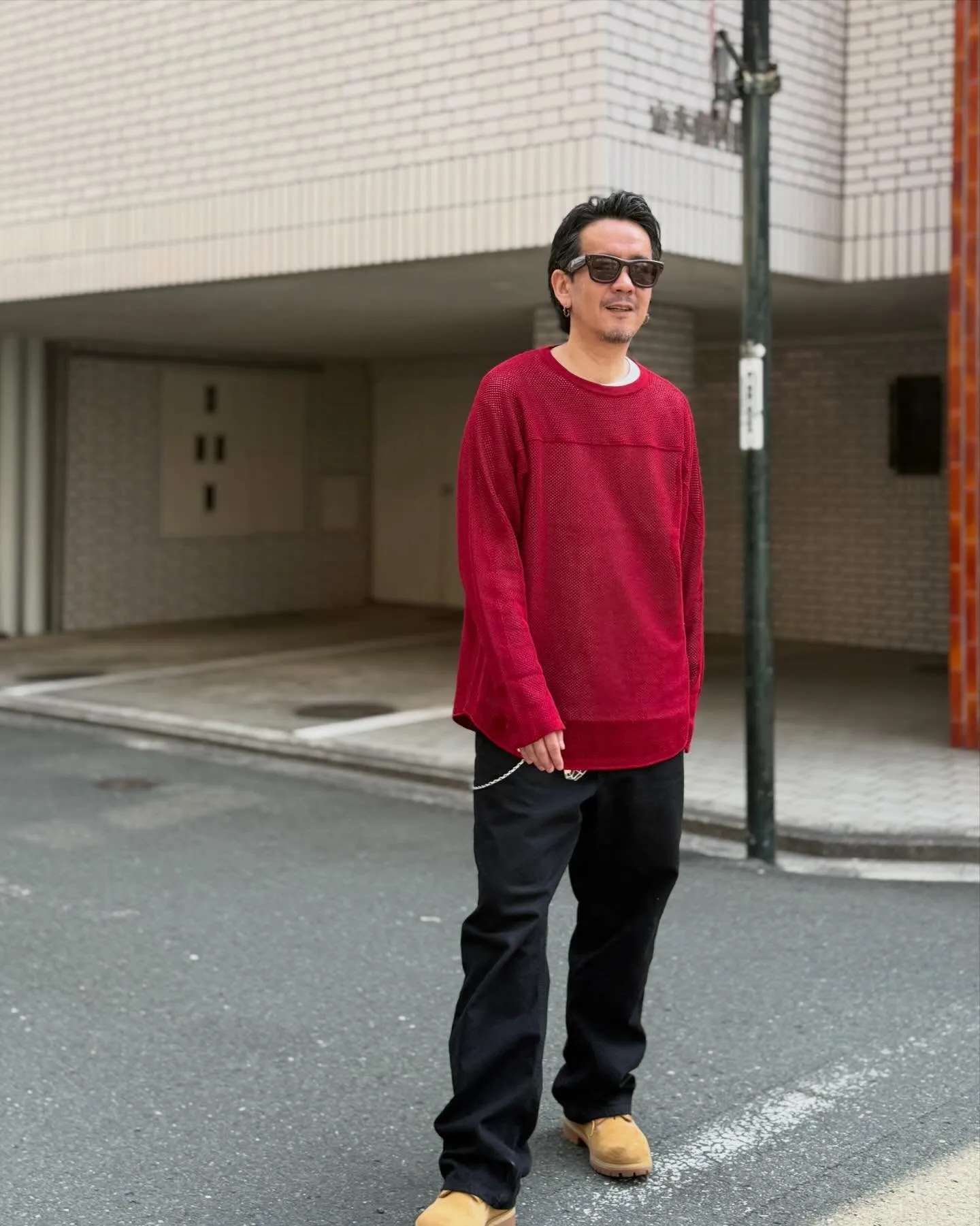 SEVEN BY SEVENのメッシュ編みのニットTee。