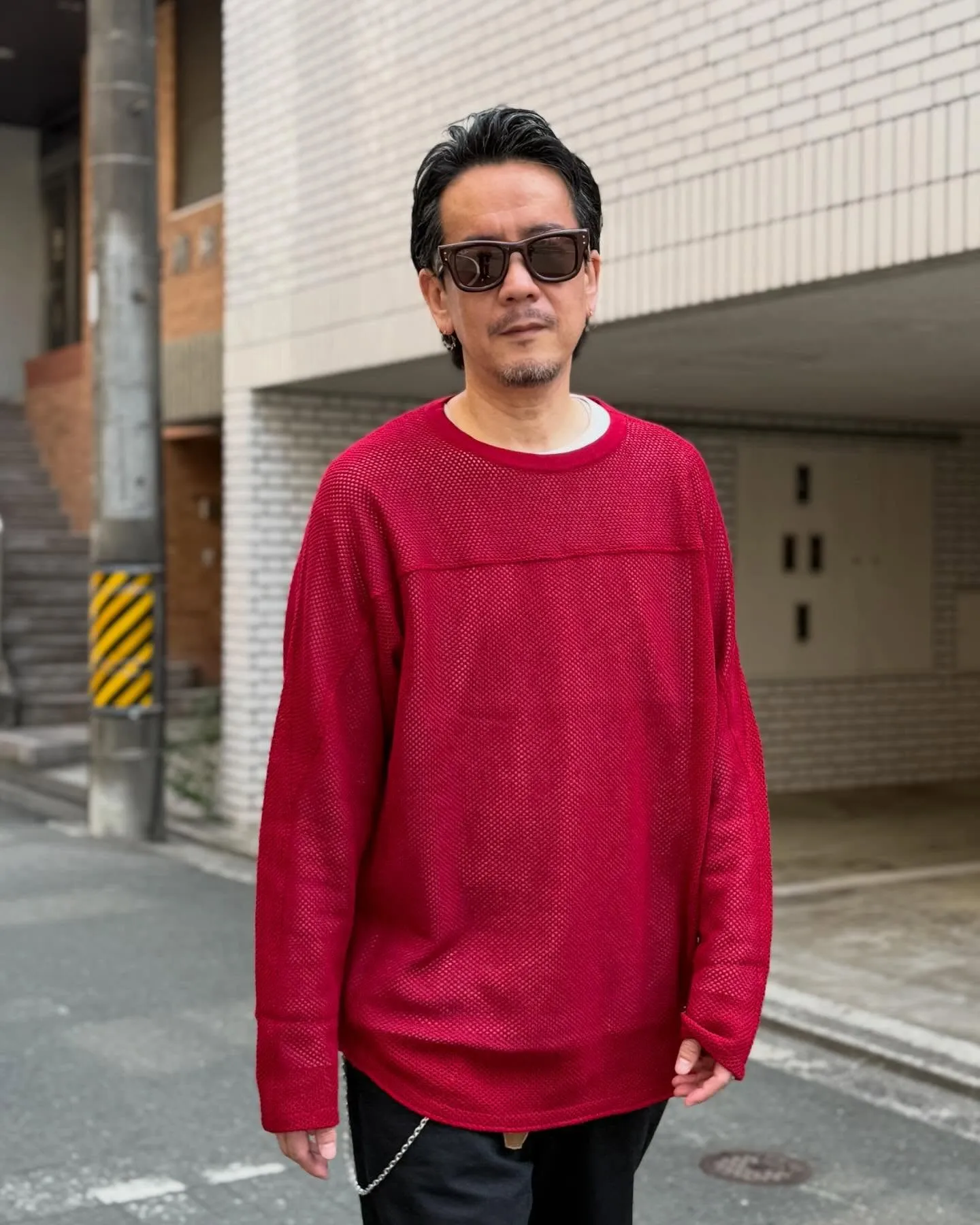 SEVEN BY SEVENのメッシュ編みのニットTee。