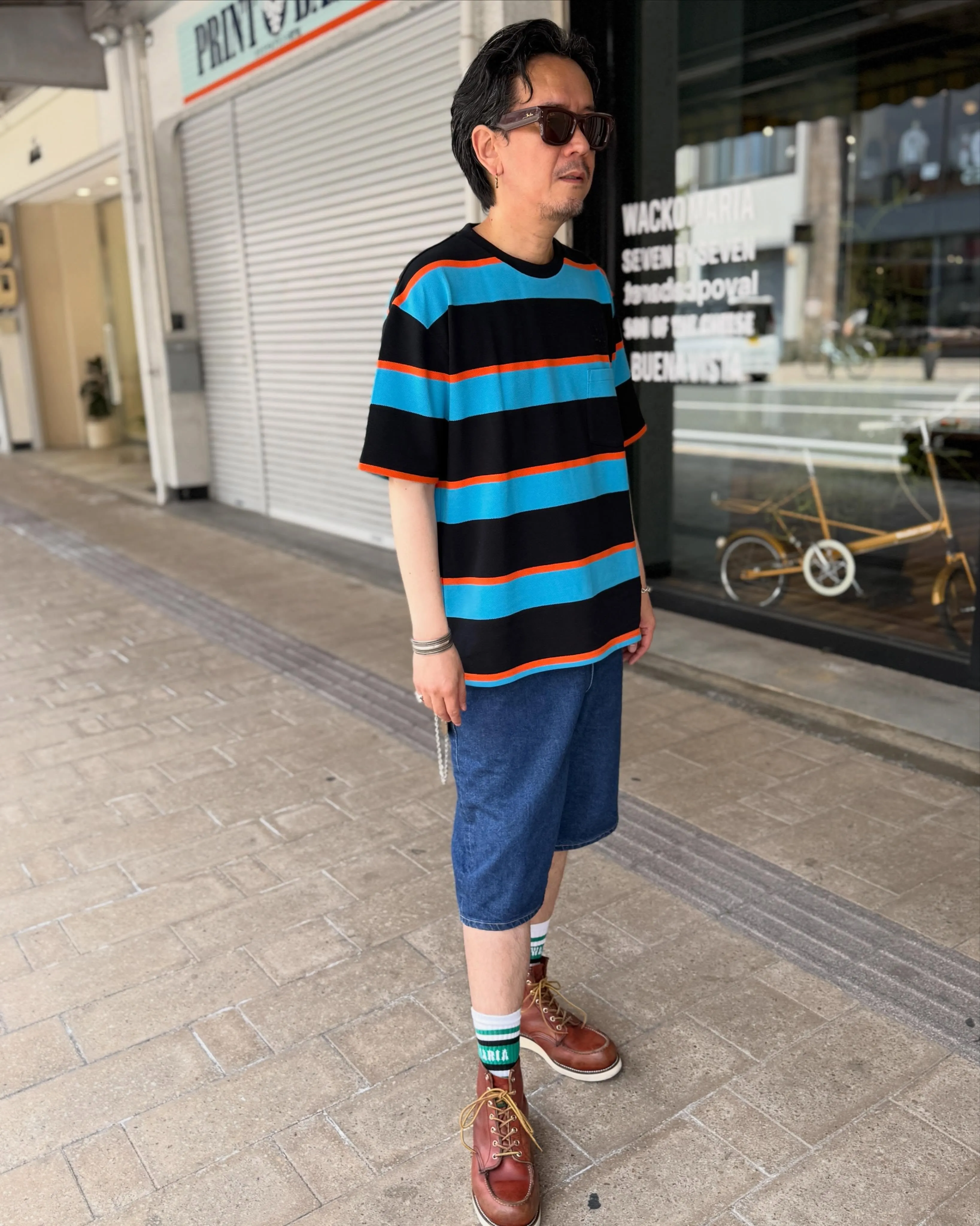 WACKO MARIA の鹿の子編みのボーダーTeeとLee...