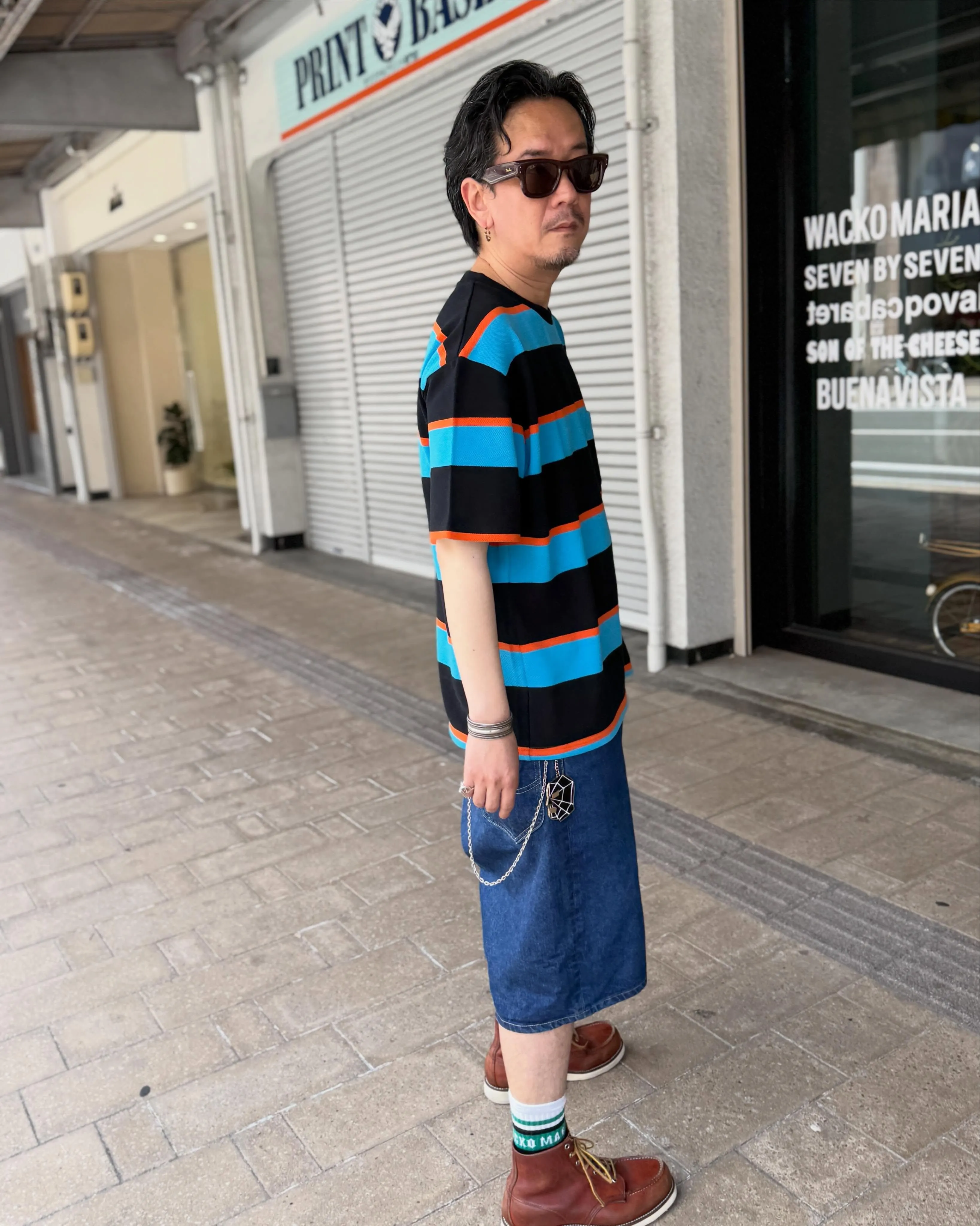 WACKO MARIA の鹿の子編みのボーダーTeeとLee...