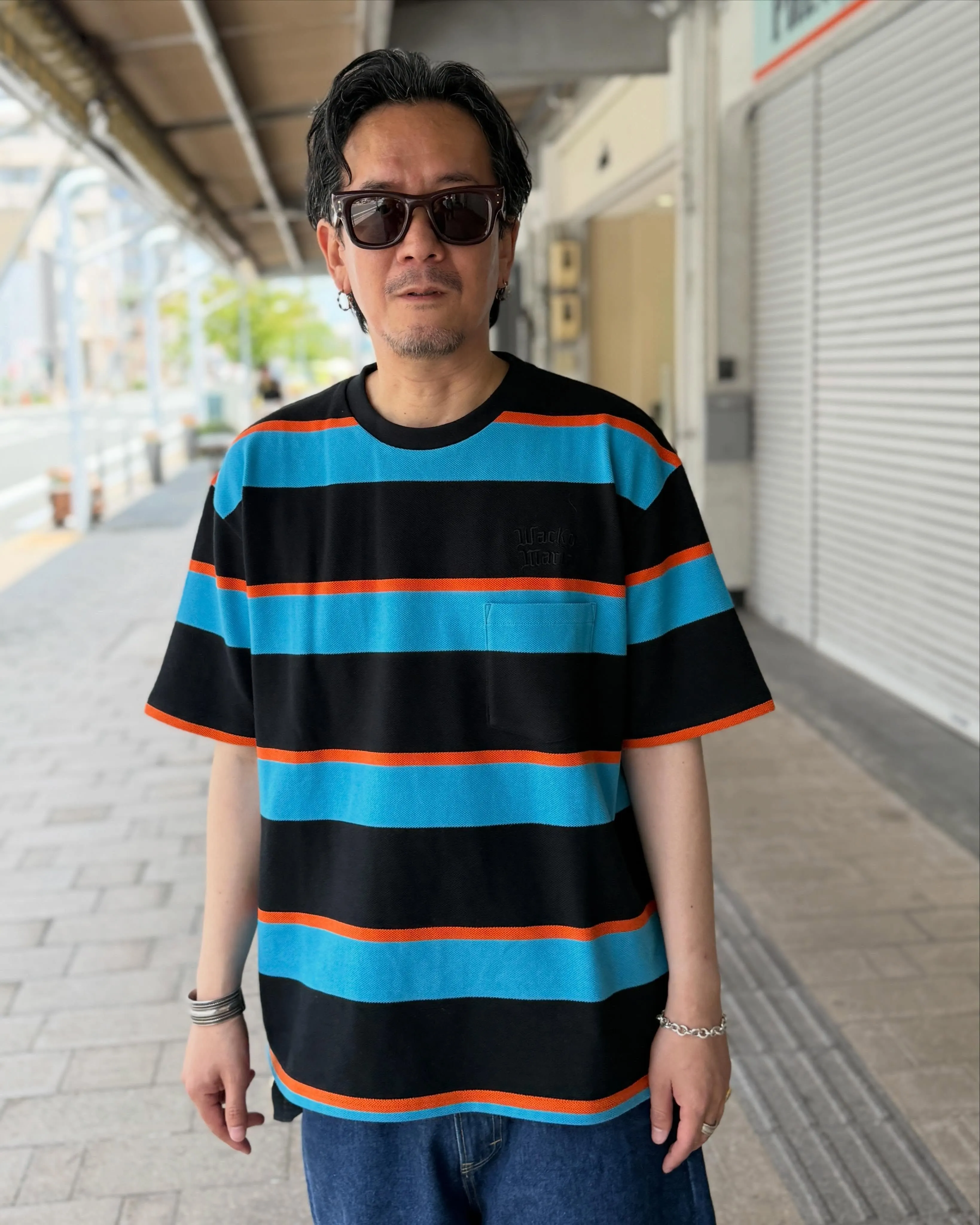WACKO MARIA の鹿の子編みのボーダーTeeとLee...